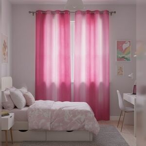 2 Panels Pink Distressed Opaque Curtains
